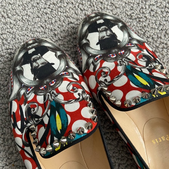 Christian Louboutin Multicolor Printed Fabric Smoking Slippers Size 39.5 / 9 - Picture 4 of 7